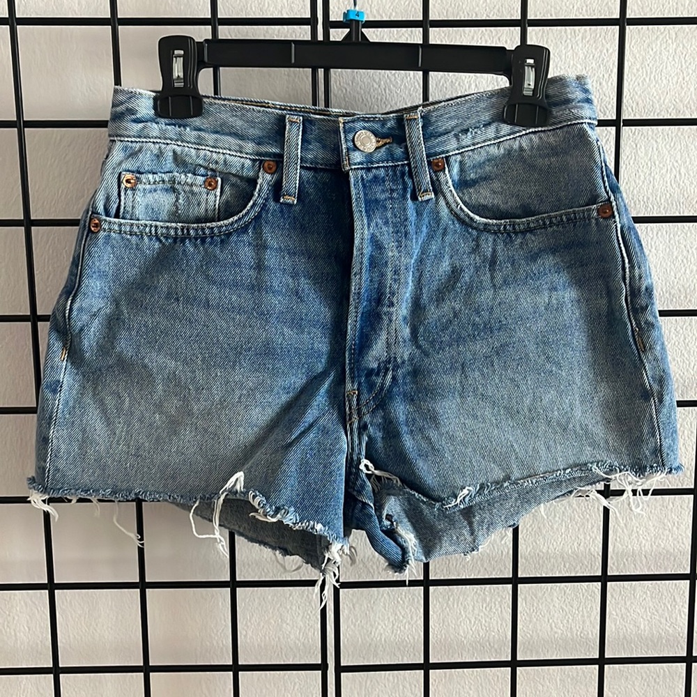 RE/DONE Button Fly High Waist Shorts